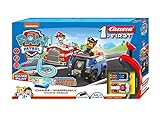 Carrera FIRST PAW PATROL Race 'N' Rescue 2,4m Rennstrecken-Set | 2 ferngesteuerte Fahrzeuge mit Chase und Marshall | mit Handregler & Streckenteilen | Spielzeug für Kinder ab 3 Jahren